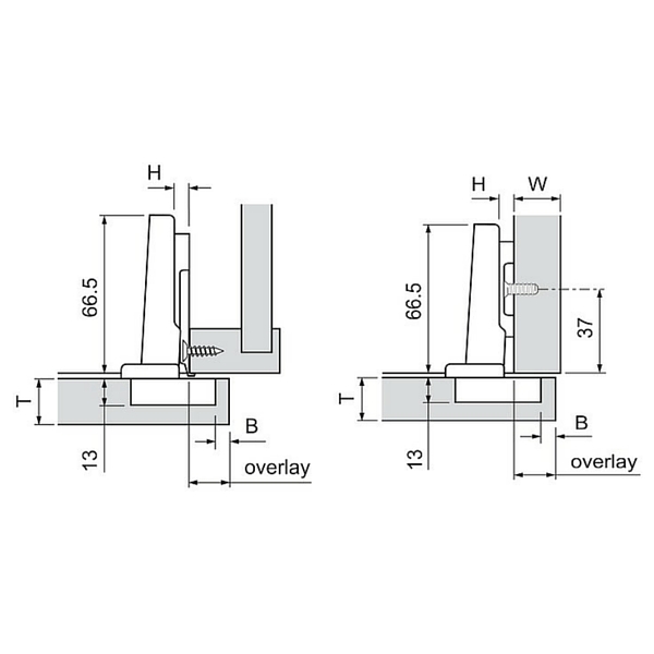 thumbnail image 2 of Blum 71B3550 110 Degree Straight Arm Clip Top Cabinet Hinge – Soft Close, Screw-on, Full Overlay 2 of 6