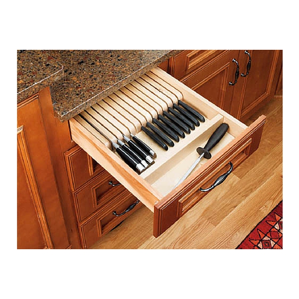 Drawer Organizers - Wood Knife Block Kitchen Drawer Insert - 19 Slots - by  Rev-A-Shelf