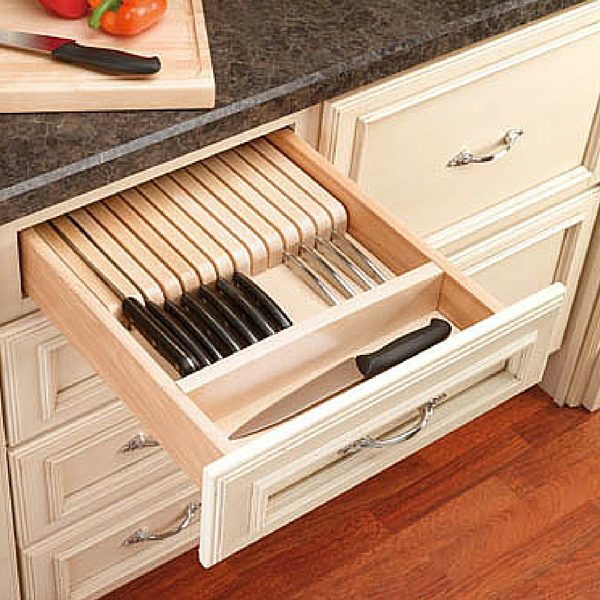 Rev-A-Shelf 4WKB 18-1/2"W Wood Knife Block Drawer Insert