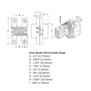 Soss 203 Invisible Hinge Specs
